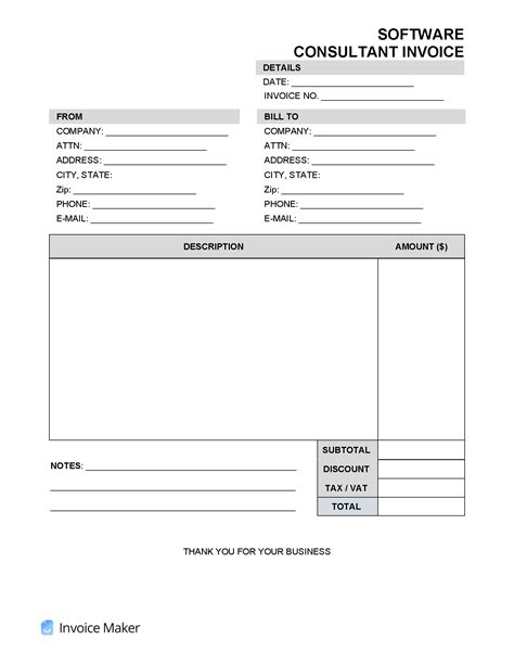 Consulting Invoice Template Software