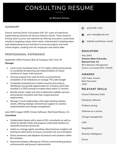 Consulting Resume Example