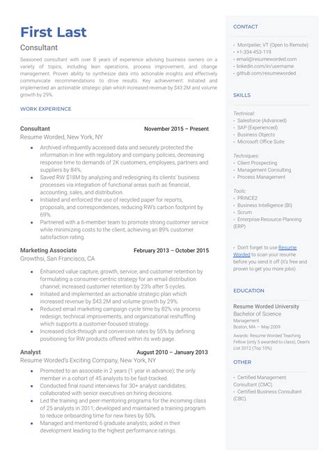 Consulting Resume Template 7