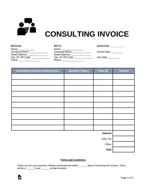 Consulting Services Invoice Template Free