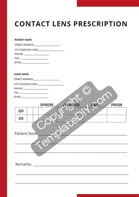 Contact Lens Prescription Template 1