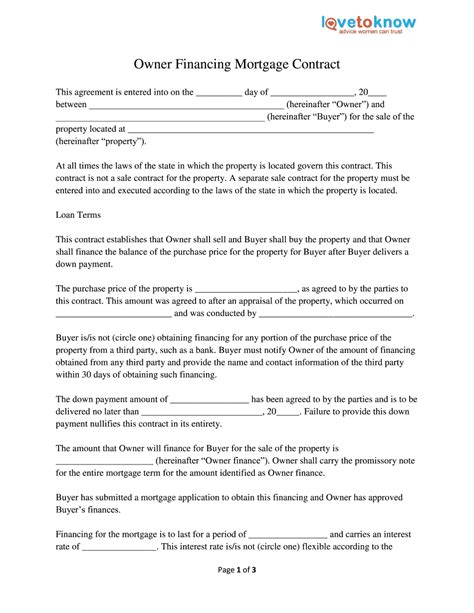 Contract for Deed Owner Finance Contract