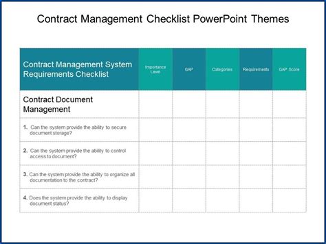 Description of Contract Management Template