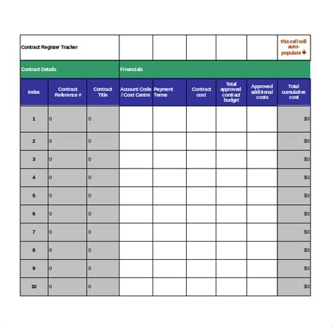 Description of Contract Tracking Excel