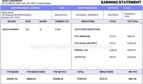 Contractor Pay Stub Template Benefits