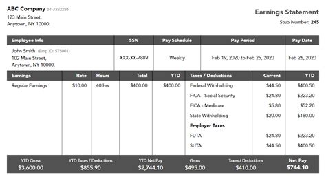 Contractor Pay Stub Template Design