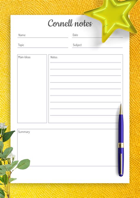 Variety of Cornell Notes Templates