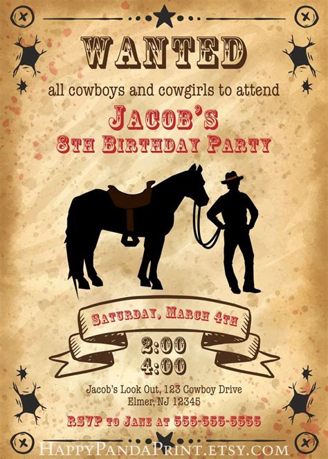 Cowboy invitation template