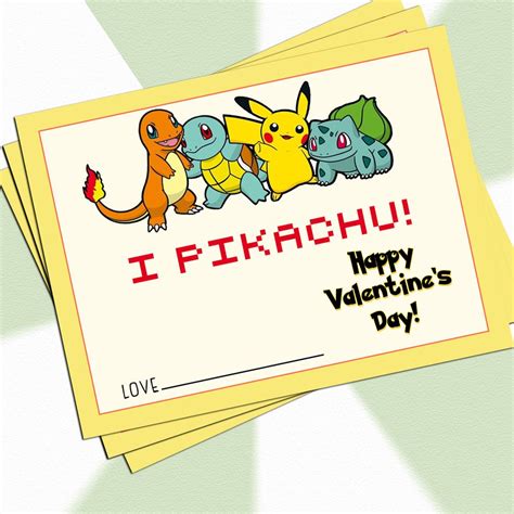 Create Pokemon Valentines Printables