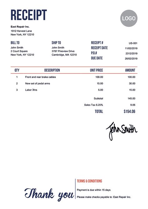 create receipt template image