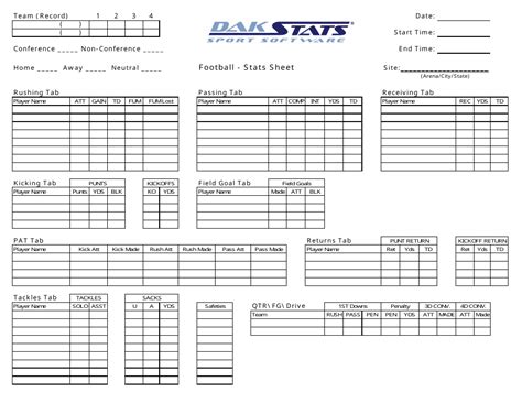 Creating a Football Stat Sheet Template