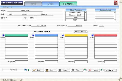 Creating F&I Menu Template