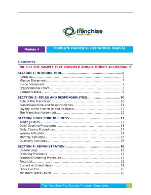 Creating Franchise Operations Manual Template