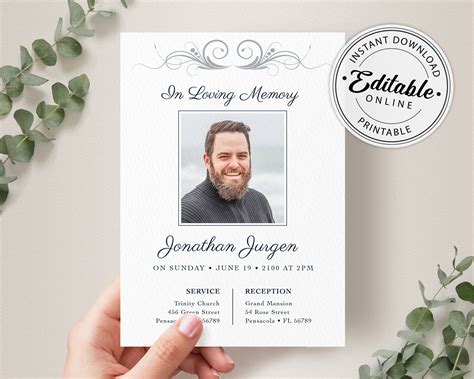 Creating funeral memorial card template example