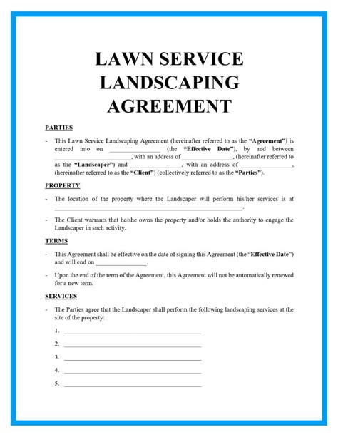 Creating Lawn Care Agreement Template