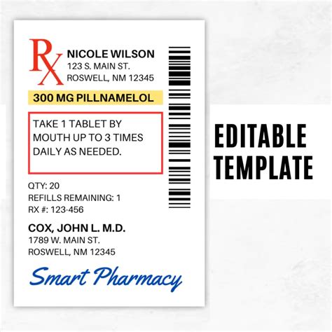 Process of creating pill label templates