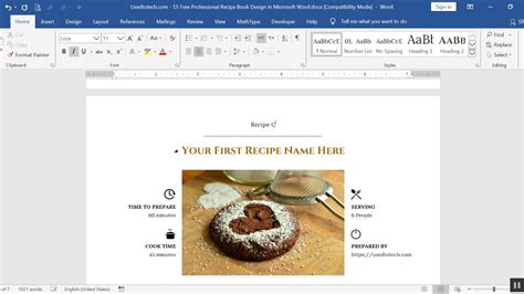 Creating Professional Recipes in Microsoft Word