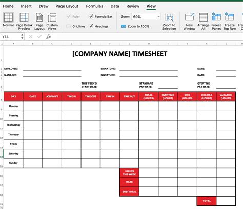 Creating Weekly Timesheet Template