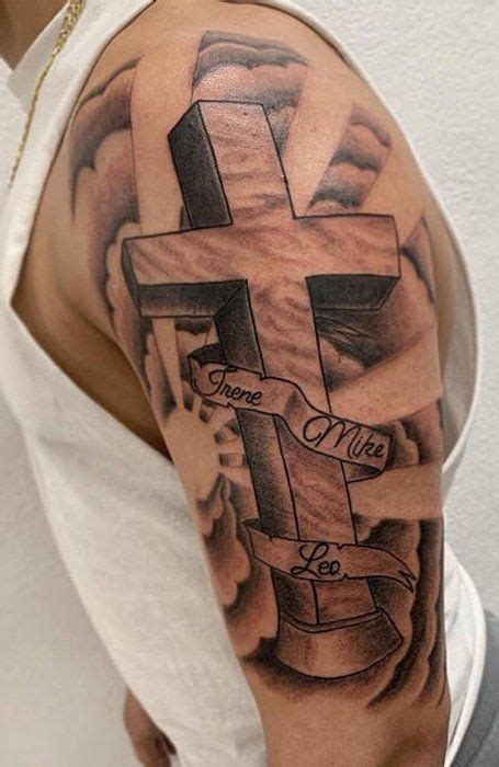 Cross Shoulder Tattoo Design