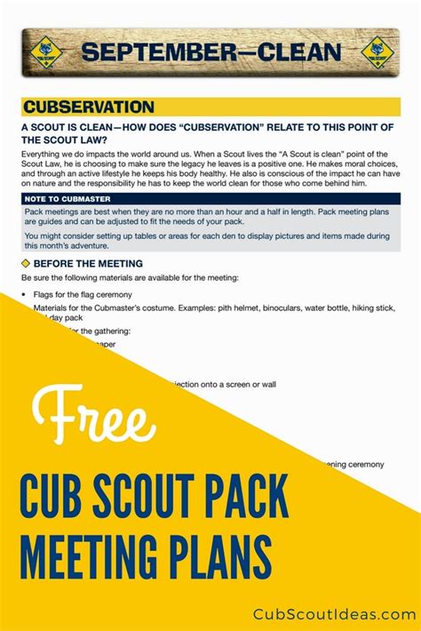 Cub Scout Meeting Plans