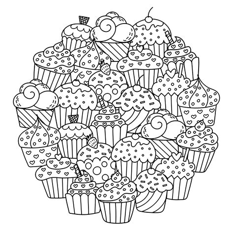 Cupcake coloring page printables for adults