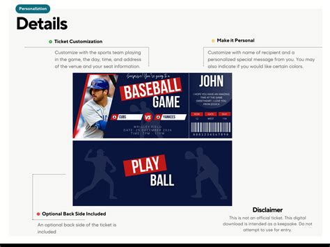 Description of Custom Baseball Tickets