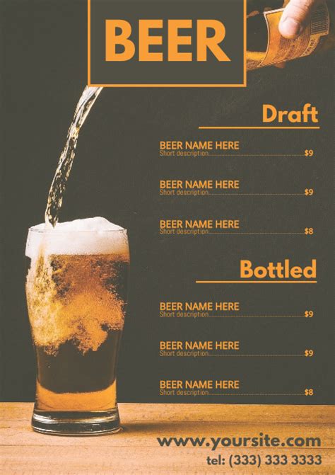 Custom Beer Menu Templates