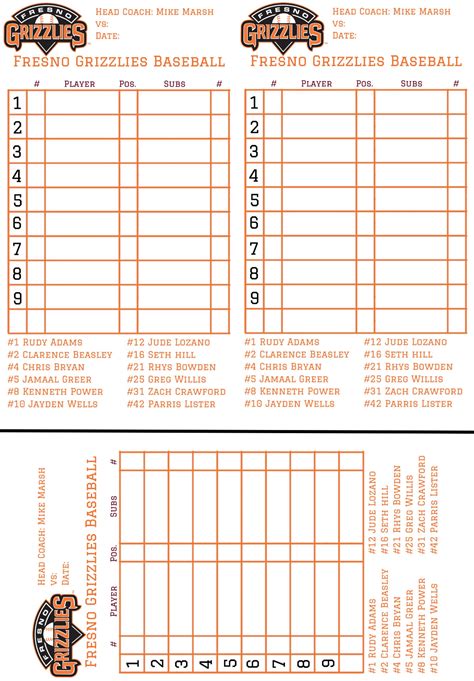 Custom lineup card