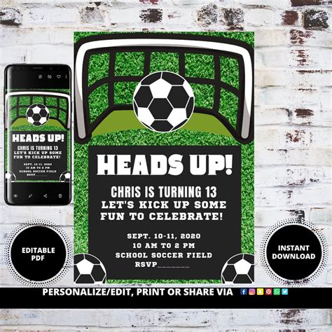 Custom Soccer Invites