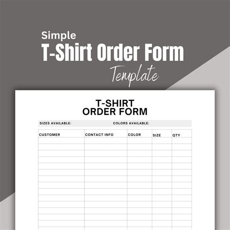 Custom t-shirt order template