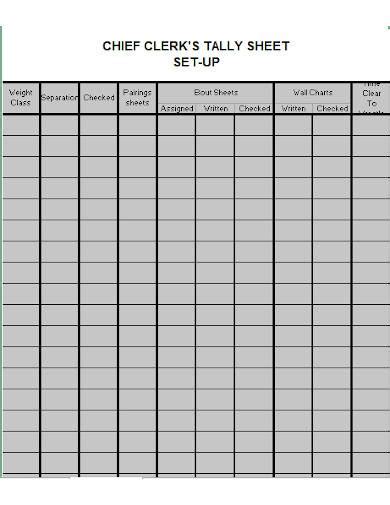 Customizable tally sheet template