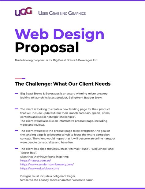 Custom Website Proposal Example