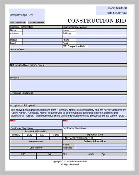 Customizable Bid Proposal Template