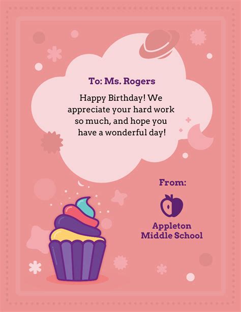 Customizable Birthday Cards for Teachers