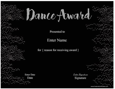 Customizable Dance Certificates