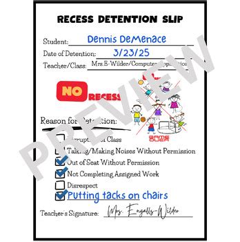 Customizable detention slip