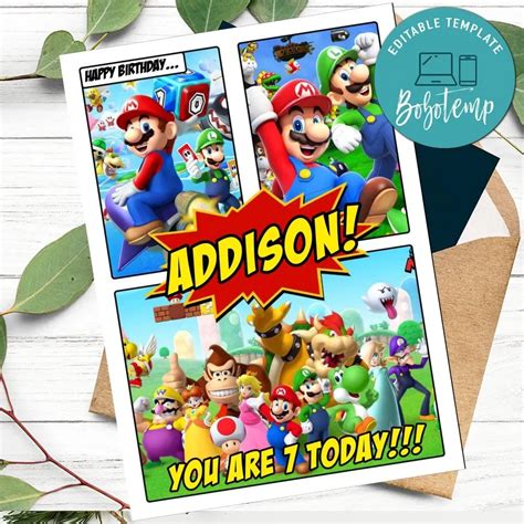 Customizable Mario Birthday Card