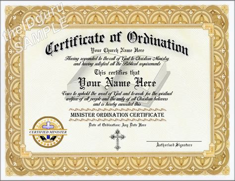 Customizable Ordination Certificates