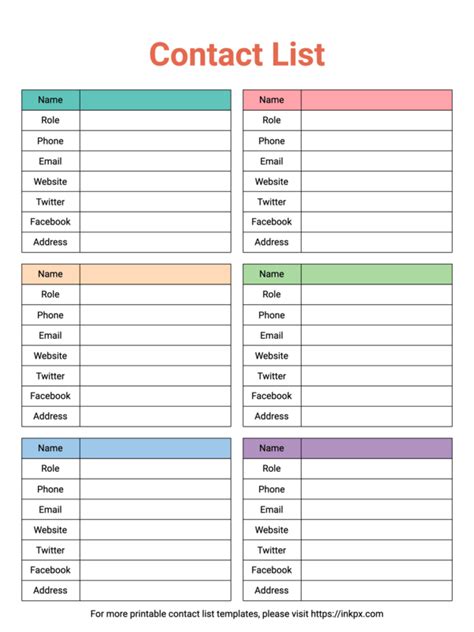 Customizable Phone List Template