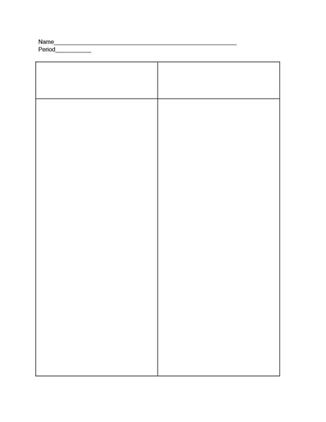 Customizable T Chart Template