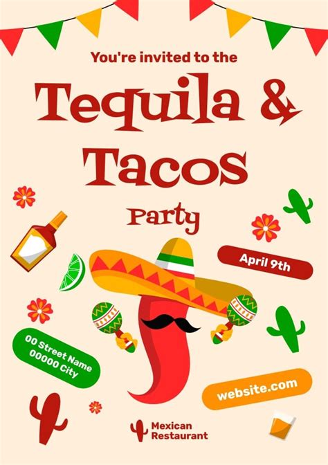 Customizable taco party invitation templates