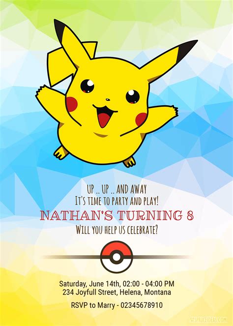 customize pokemon birthday invitations template