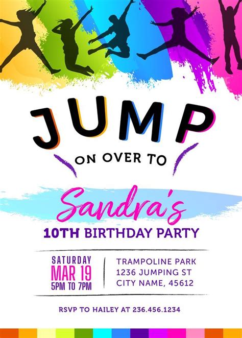 customize trampoline party invitation