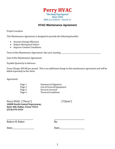 Customized HVAC Contract Template