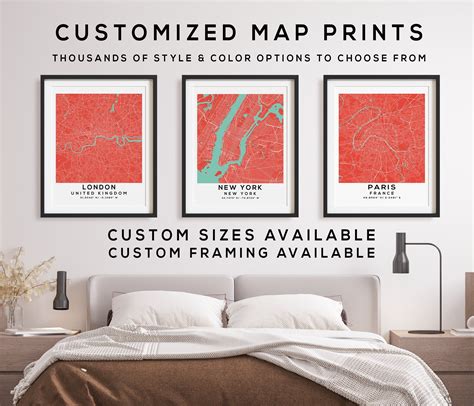 Customized map printable for personal projects and travel planning