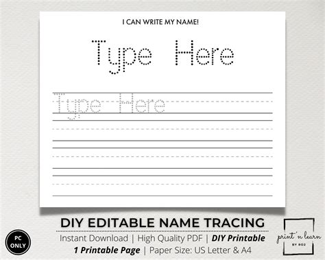 Customized Name Trace Printable