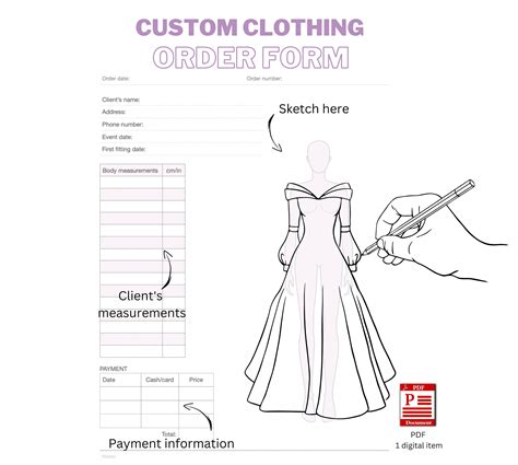 Customizing Clothing Order Form Template