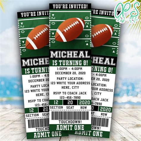 Customizing football ticket templates