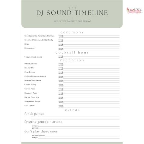 customizing wedding dj timeline template