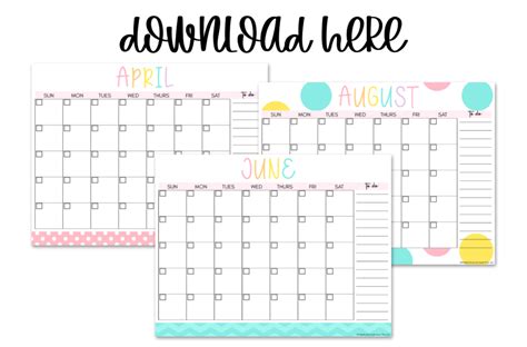 Cute blank calendars for planning